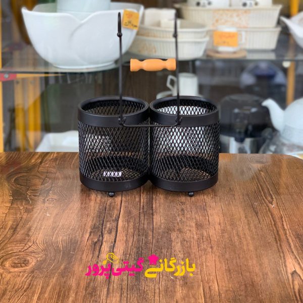 جاقاشق دوقلو گرد اویز دسته دار طرح چوب - Image 2