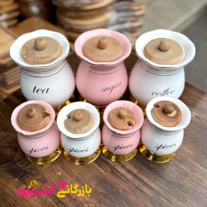 پاسماوری ۷پارچه درب چوبی پایه طلایی