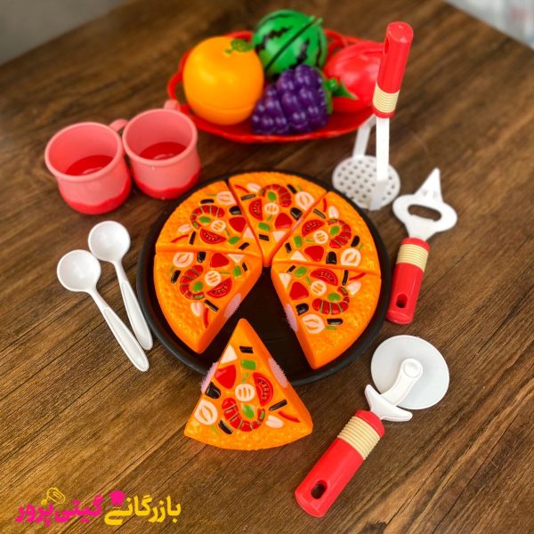 پیتزا و میوه برشی سبد دار بزرگ - Image 1
